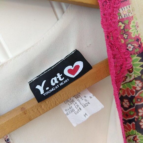 Vtg 90s Y2K Surplice Sheath Dress Size M V Neck Mesh Paisley Print Lace Pink - Picture 5 of 8